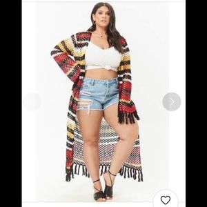 Forever 21 Plus Size Striped Crochet Cardigan